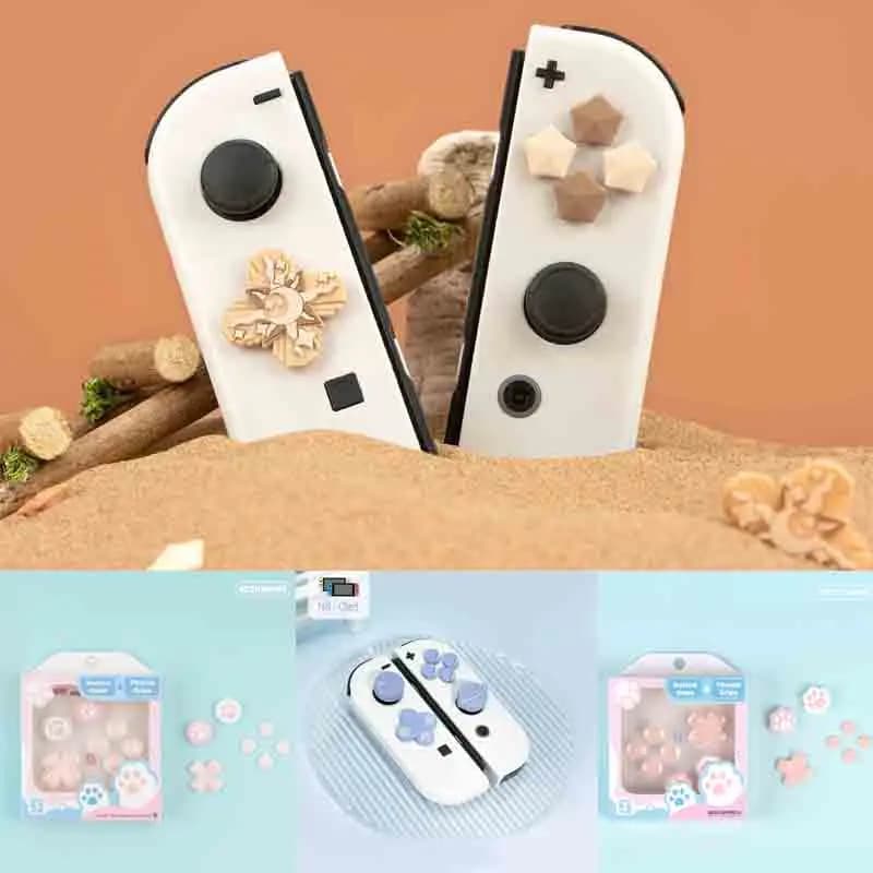 Fiocco di neve D-pad Pulsante incrociato ABXY Adesivo chiave Joystick Thumb Stick Grip Cap Cover per Nintendo Switch Oled NS Joy-con Skin Case