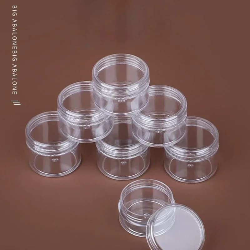 50 Pieces Plastic Vases for Cosmetics from 20g, 15g, 10g, 5g, 3g, Transparent Containers for Samples, Umbrella, Cream, Lip Balm