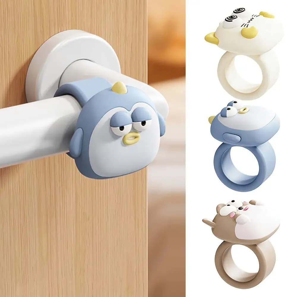 Protezione per Maniglia Porta in Silicone Antiurto, Anello Anticollisione Silenzioso per Maniglia Porta, Protezione Murale Senza Foratura a Cartone Animato