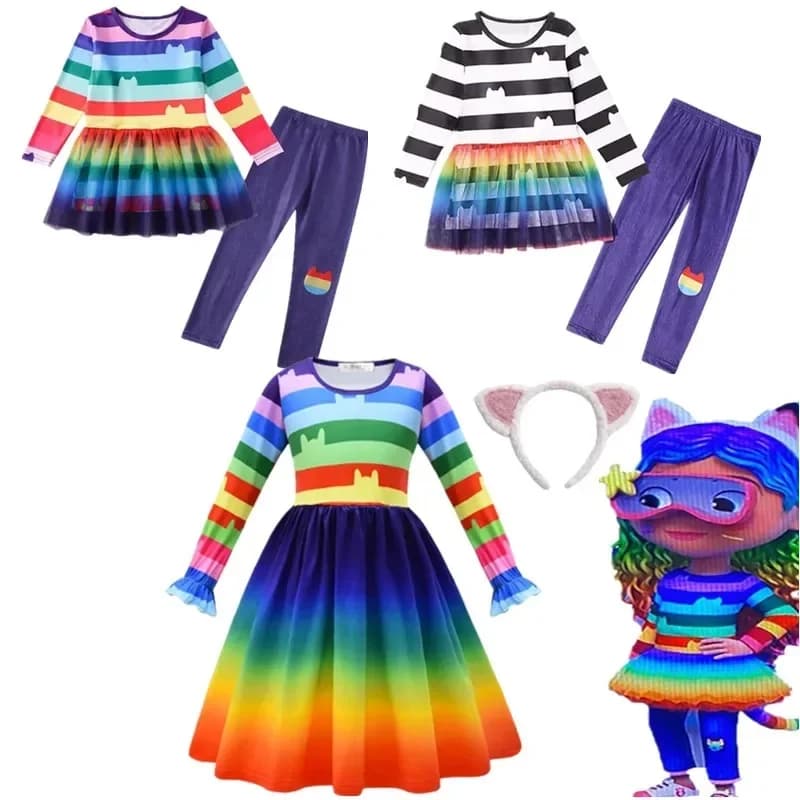 Autumn G-Gabbys Dollhouse Dresses Pants Clothes Sets Gabby Cats Carnival Halloween Cosplay Costume Birthday Party Clothing