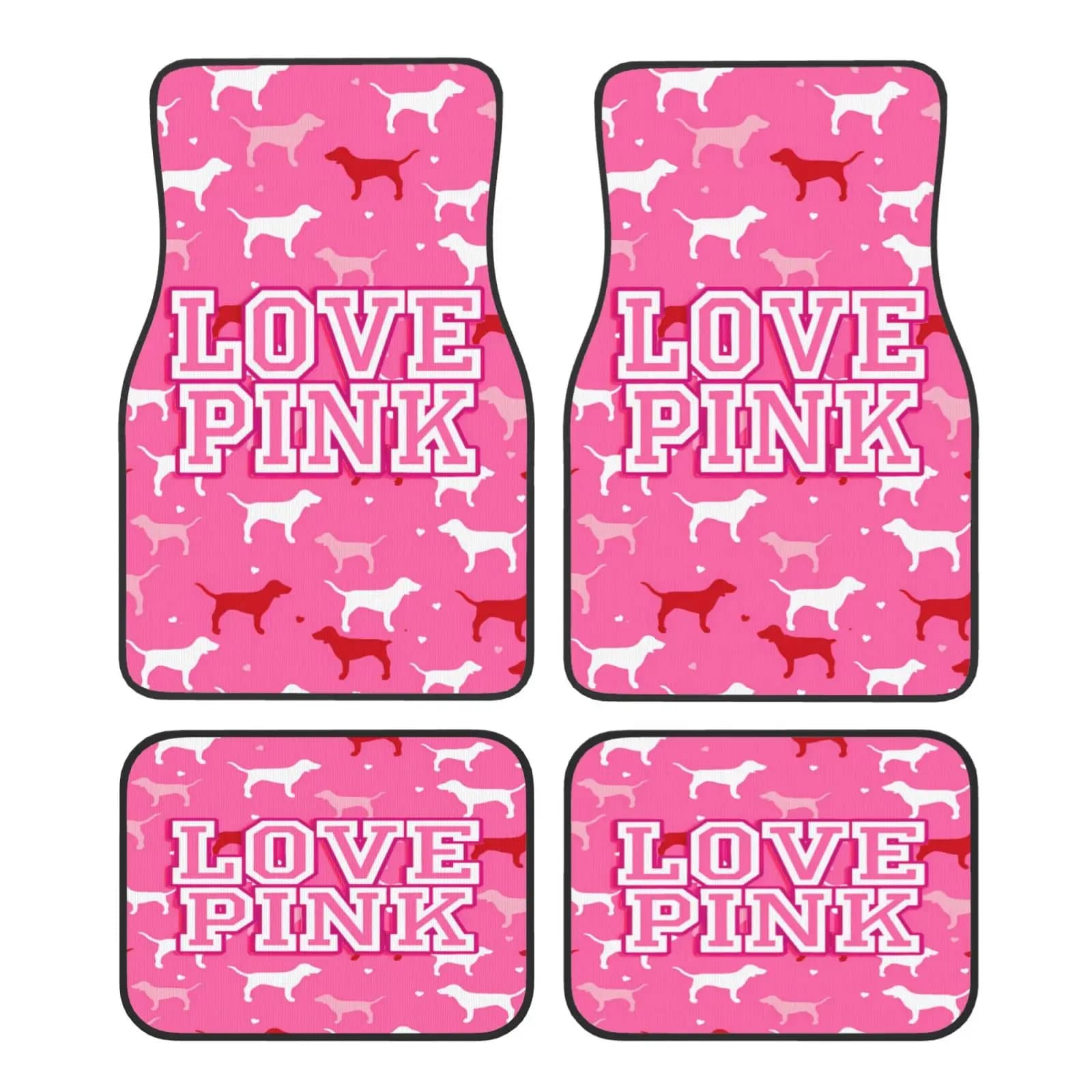 Tappeto per auto con stampa serie Love Pink Dog Heart Pattern Tappeto per veicoli quattro stagioni Tappetini durevoli antiscivolo a copertura totale Facile da pulire