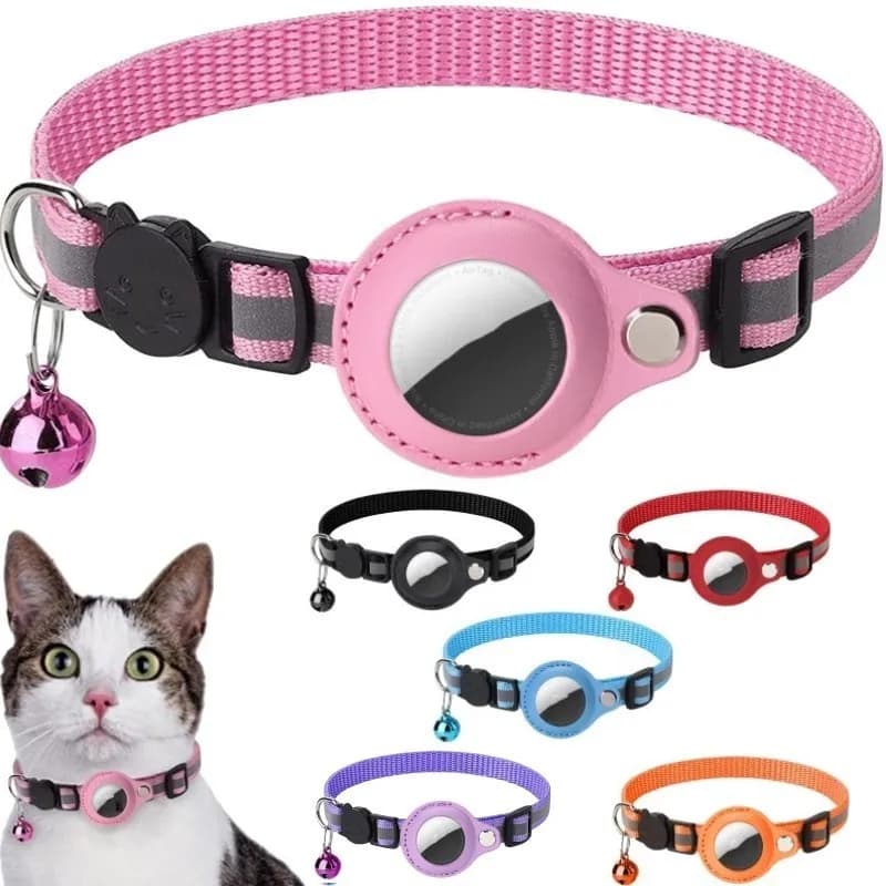 Per Apple Airtag Custodia Collare per gatti con campana Collare in nylon riflettente per cani Localizzatore GPS Anti-smarrimento Prodotti per animali domestici