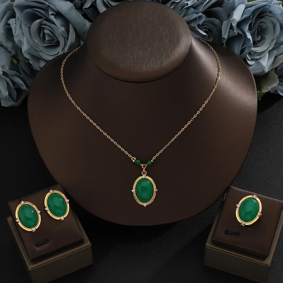 2026 hot sale, emerald pearl pendant necklace Bridal Jewelry not fade Jewelry Sets For Wome Earrings/Pendant/Necklace/Rings