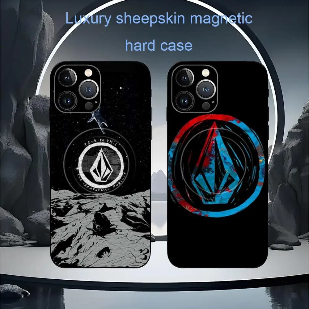 V-Volcom Brand Trend Cool Phone Case For iPhone 17 16 15 14 13 12 11 Plus Pro Max High-end Luxury Magsafe Sheepskin