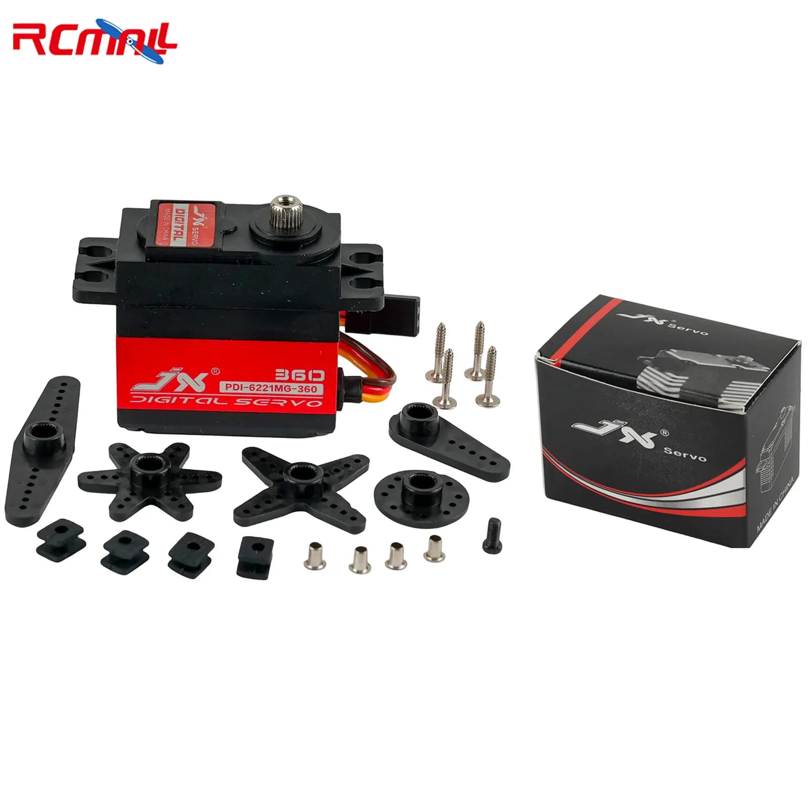 JX Servo 6221MG 20KG Servo Motor High Torque Waterproof Digital Servo 360° Continuous Rotation for RC Cars Model Aircraft Drones