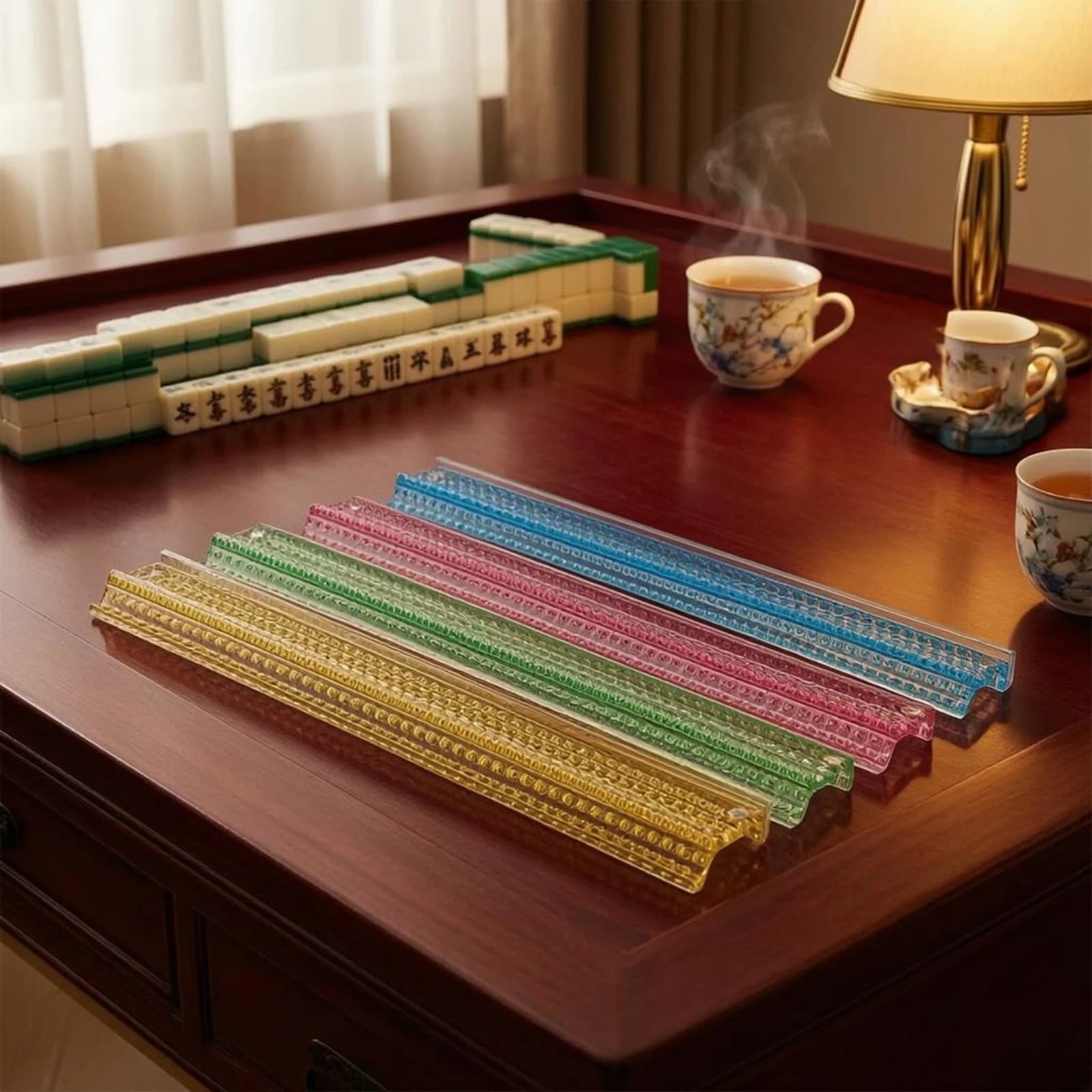 4 Pieces Clear Mahjong Pusher Set Long Narrow Mahjong Tile Push Stick Game Accessory Easy to Clean Long-Lasting