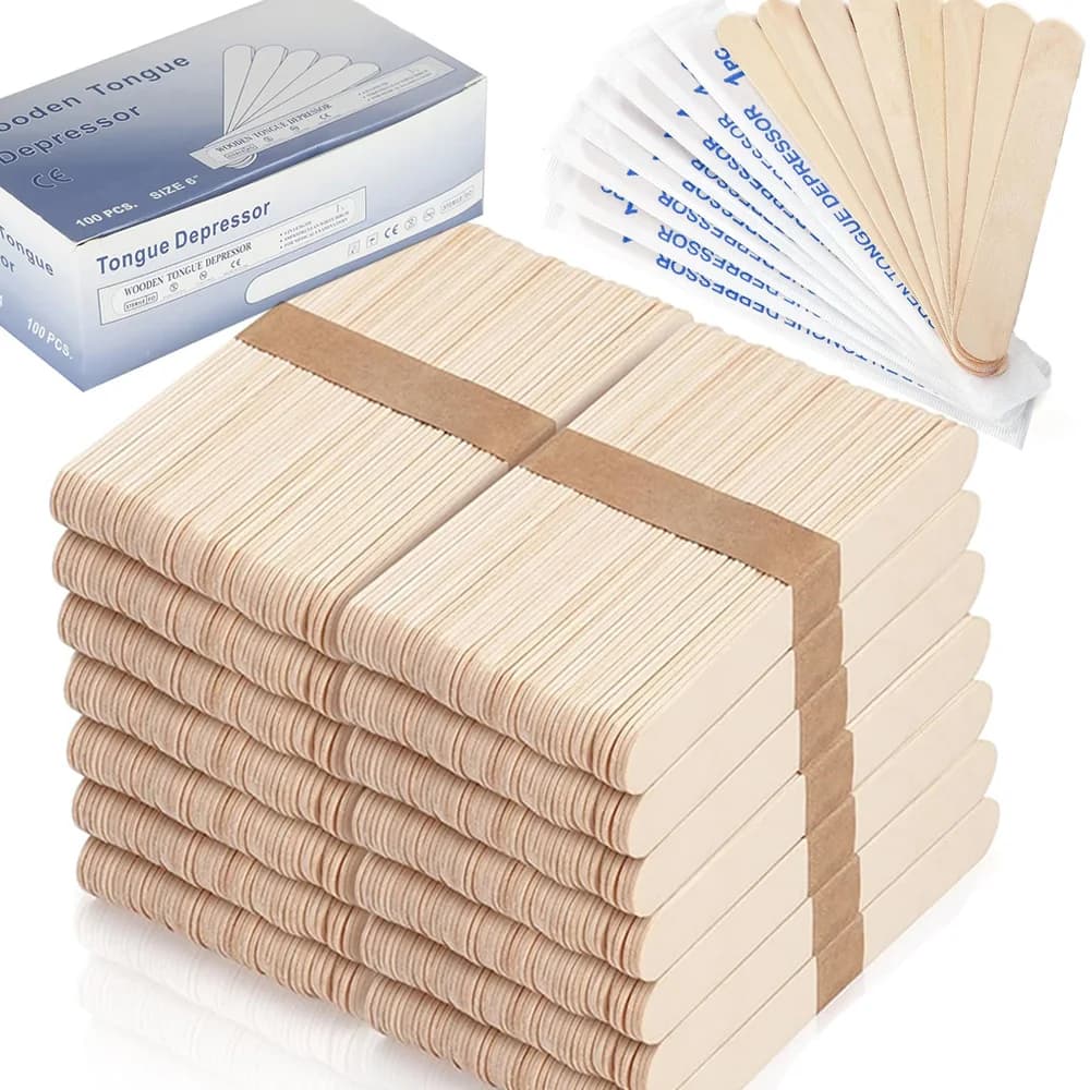 300/200/100/5PCS Disposable tongue depressor Wooden wax sticks Individual paper pack Hair removal sticks Tattoo accessories