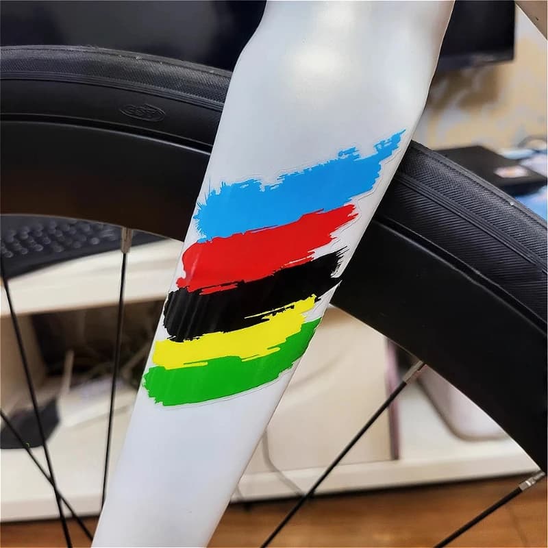 1Pair Waterproof Rainbow Vinyl Stickers Decals For MTB Road Bike Frame Fork Motorcycle Helmet DIY Graffiti Styling Accessories