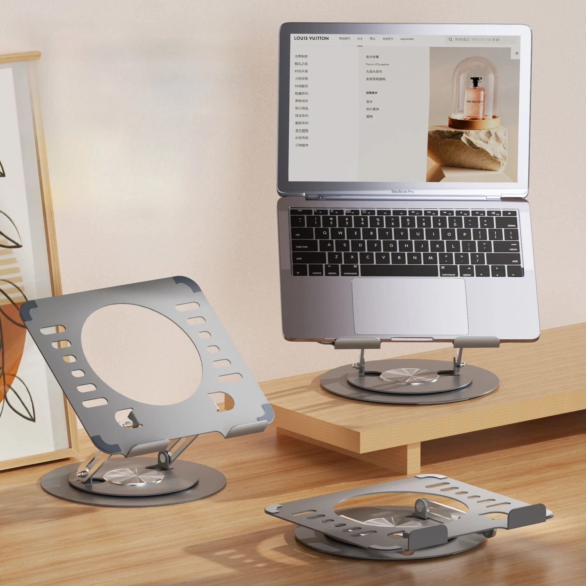 360 ° Supporto per laptop girevole - Supporto per computer ergonomico ad altezza regolabile, supporto da tavolo portatile pieghevole per ufficio/casa