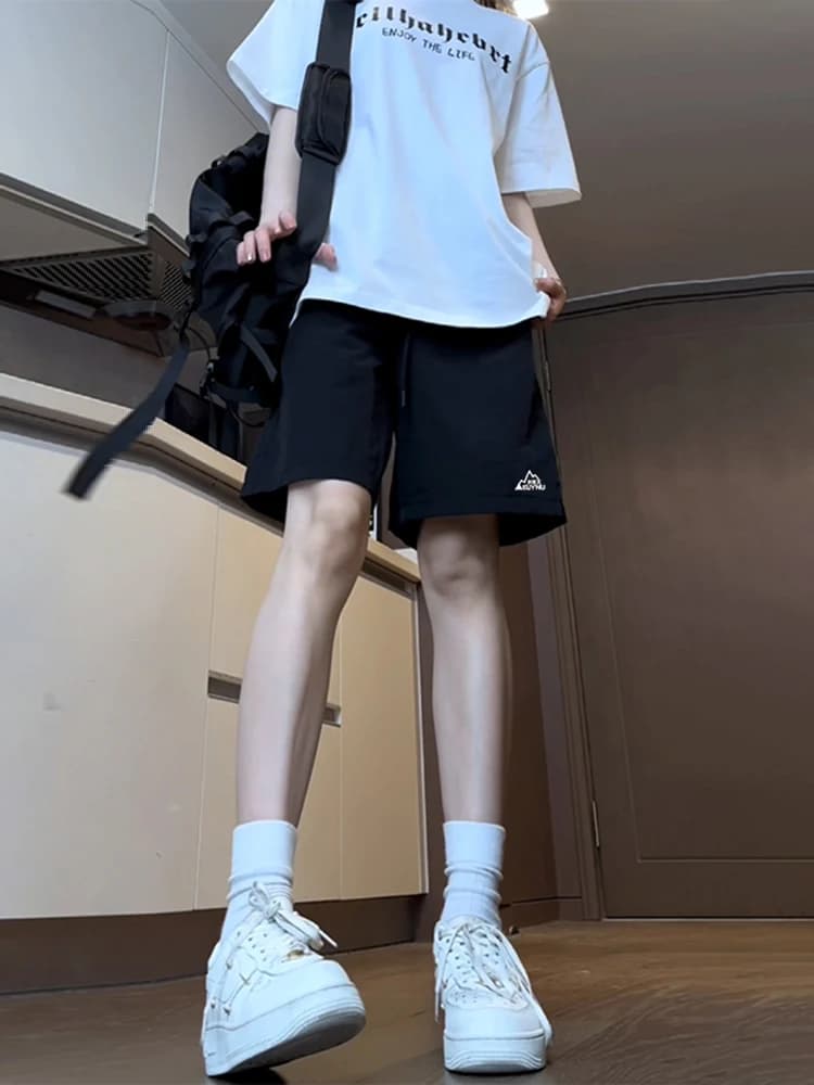 Black Ice Silk Quick Dry Basketball Shorts Men's Summer Sports Running Pants Knee-Length Casual Five-Point Pants