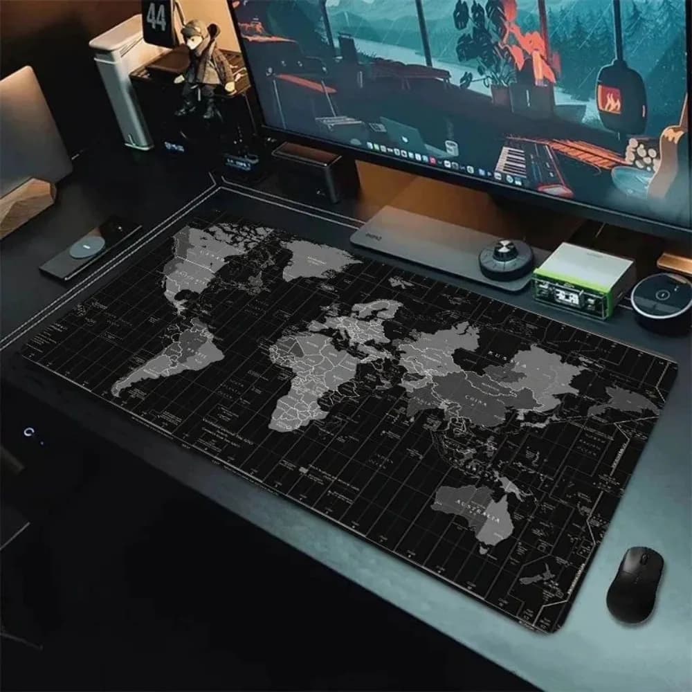 Tappetino per mouse da gioco esteso VIKAMA con design della mappa del mondo - Tappetino da scrivania impermeabile antiscivolo per computer e laptop da ufficio domestico