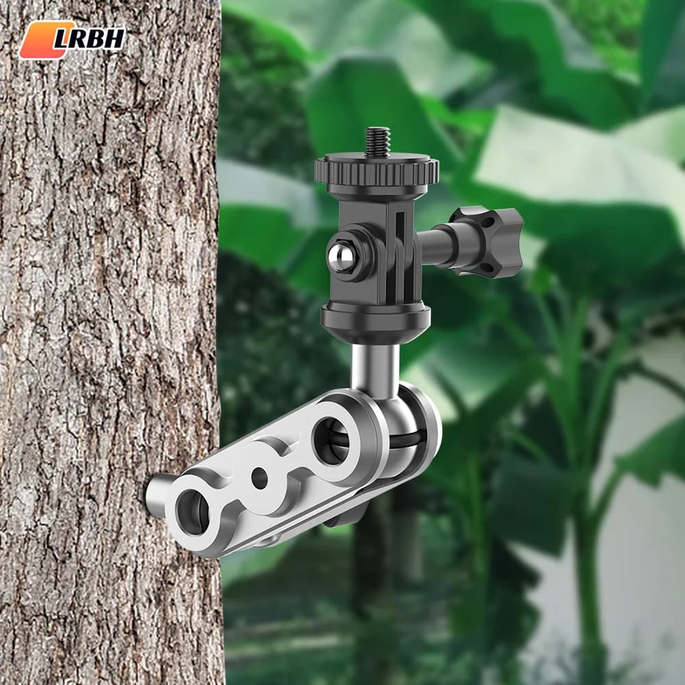 Staffa di montaggio per telecamere da trail con inserto filettato da 1/4" 360 ° Supporto girevole regolabile per accessorio per attrezzatura da caccia all'aperto