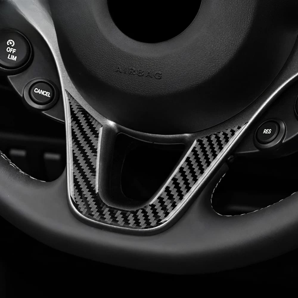 Copertura del Volante in Fibra di Carbonio per Mercedes Smart 453 Fortwo Forfour 2016-2017-2018-2020-2024 Adesivo Auto Reale