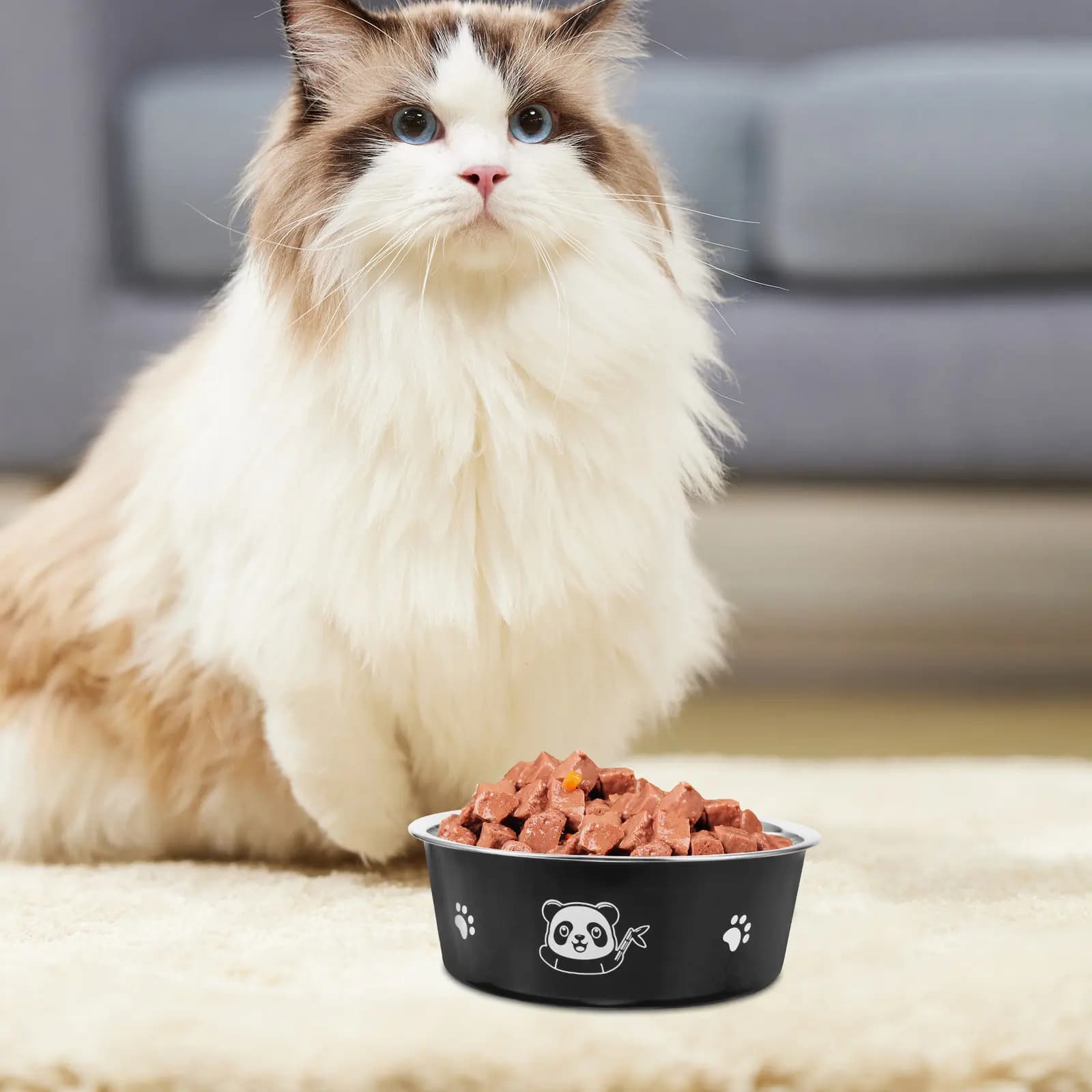 Ciotola per Animali Domestici in Acciaio Inox, Contenitore Rotondo per Cibo e Acqua, Resistente, per Cani e Gatti, Uso Interno