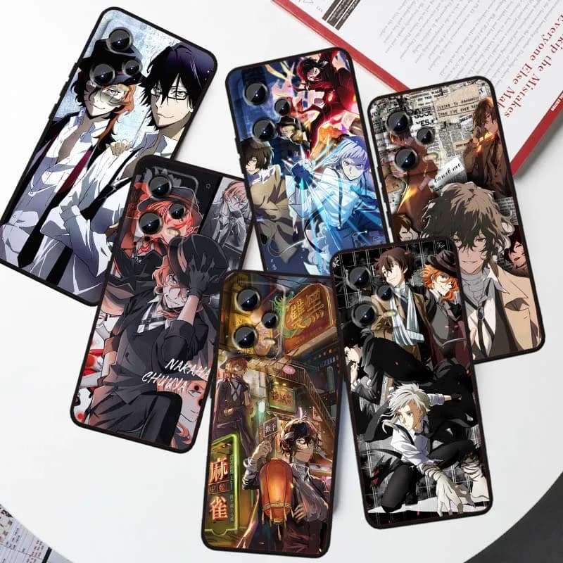 B-Bungos S-Strays Dogs Anime Cover per telefono per Xiaomi Redmi Note 15 14 13 12 12S 11E 11 11S Pro Plus 4G 5G Nero