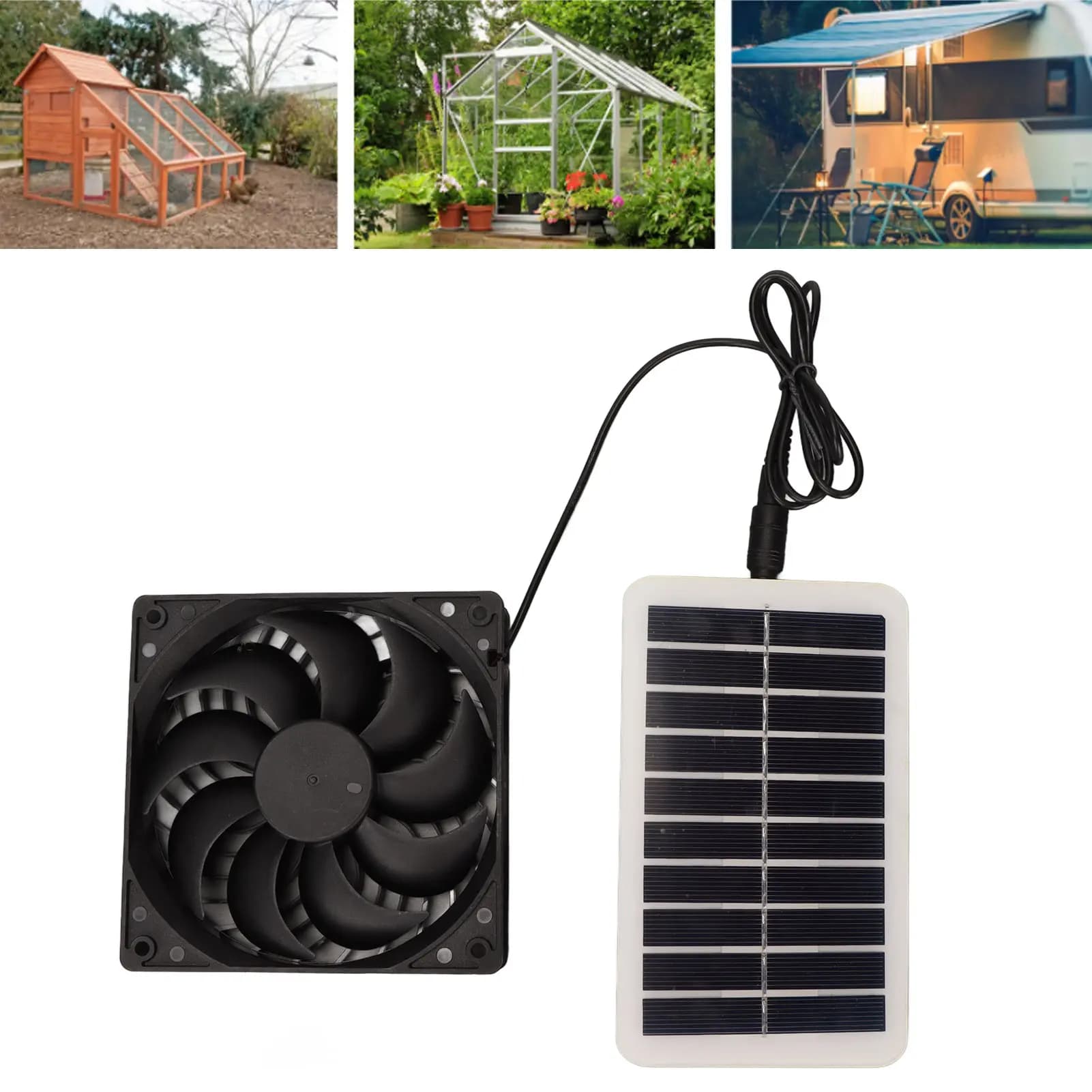 Ventilatore Solare con Pannello Fotovoltaico, Estrattore d'Aria Portatile da 3W a Risparmio Energetico per Rimozione Odori, Ideale per Cuccette di Animali Domestici e Camper