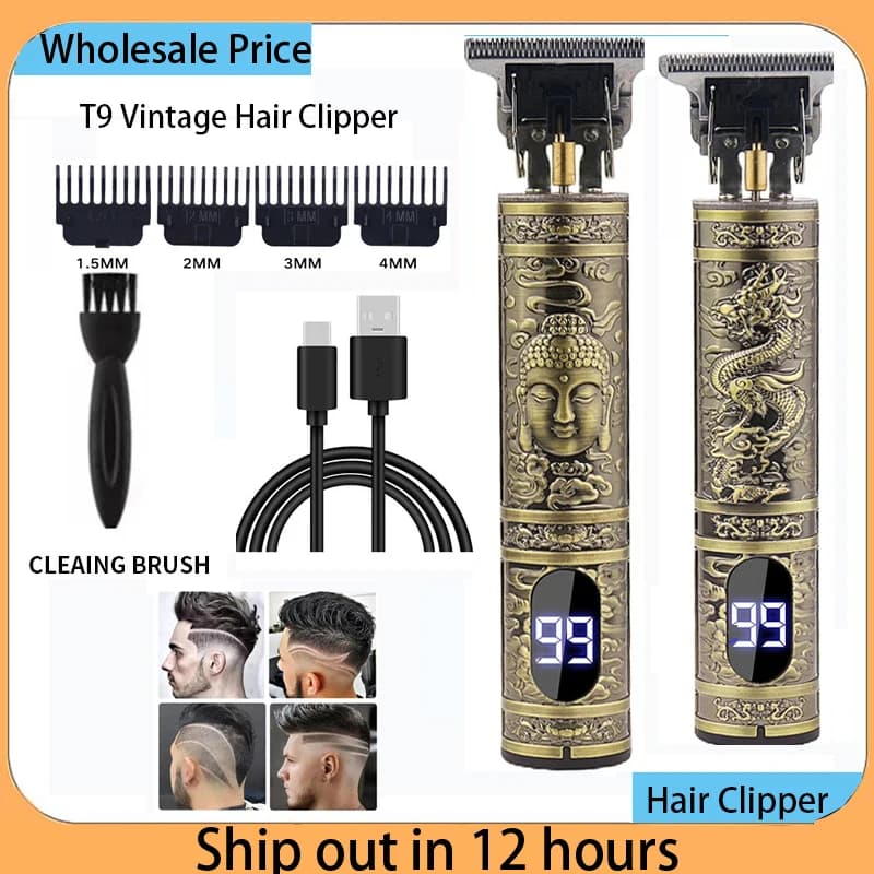 T9 Vintage Haircuts Portable USB Razor Quick Charging Barber Cordless Haircuts for Men's Barbe