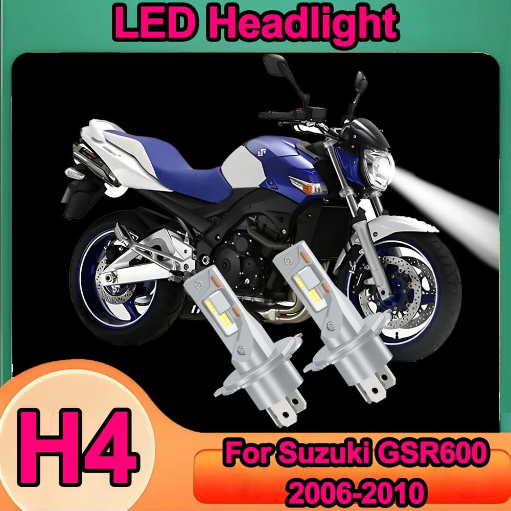 1/2PCS H4 High/Low Beam Moto Headlamp Canbus LED Motorcycle Headlight Bulb For Suzuki GSR600 2006-2008 2009 2010 Plug and Play