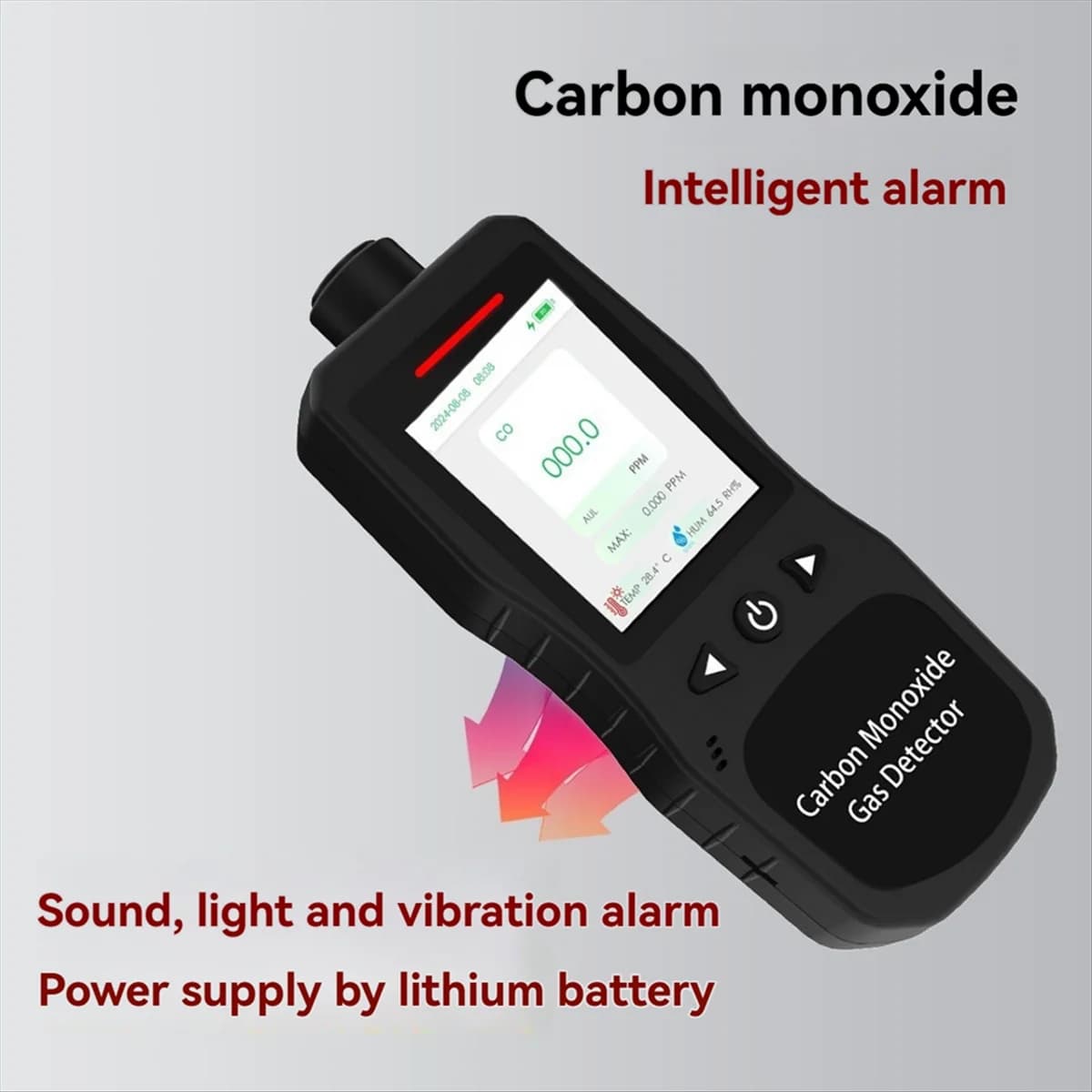 Rilevatore di monossido di carbonio ABNJ, rilevatore di CO 0-1000 PPM con suono, luce, avviso di vibrazione per viaggi, uso domestico e industriale Spina americana