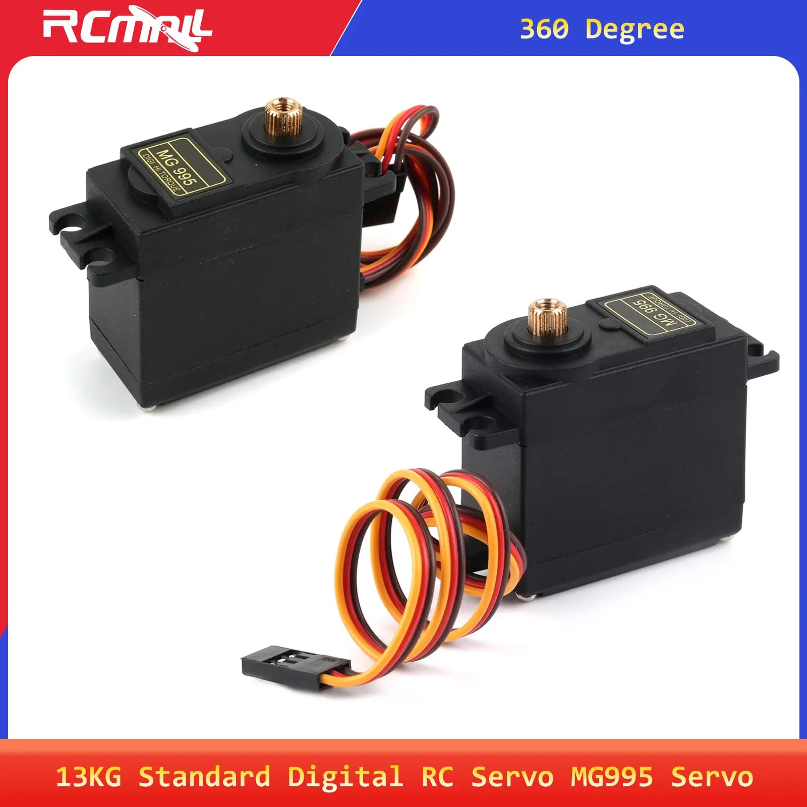 2 Pezzi Servo Digitale RC Standard da 13KG MG995, Rotazione Continua a 360 Gradi, Ingranaggi Interamente in Metallo per Auto da Corsa, Modelli RC, Elicotteri