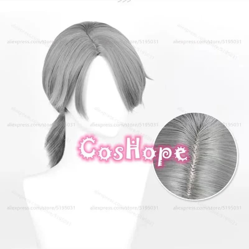 c;4\g,6'h.9/c;4\g,6'h.9/Embalmer Aesop Carl 40cm Short Hair Gray Wig Anime Cosplay Wigs Heat Resistant Synth6'h\3,g'6'h\3,g'8/b'