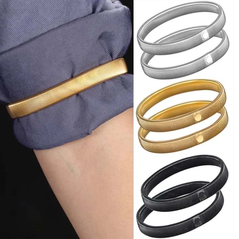 Supporti elastici per maniche di camicia, 2 pezzi, fasce in metallo per uomo e donna, giarrettiere regolabili per camicia, accessori per abbigliamento