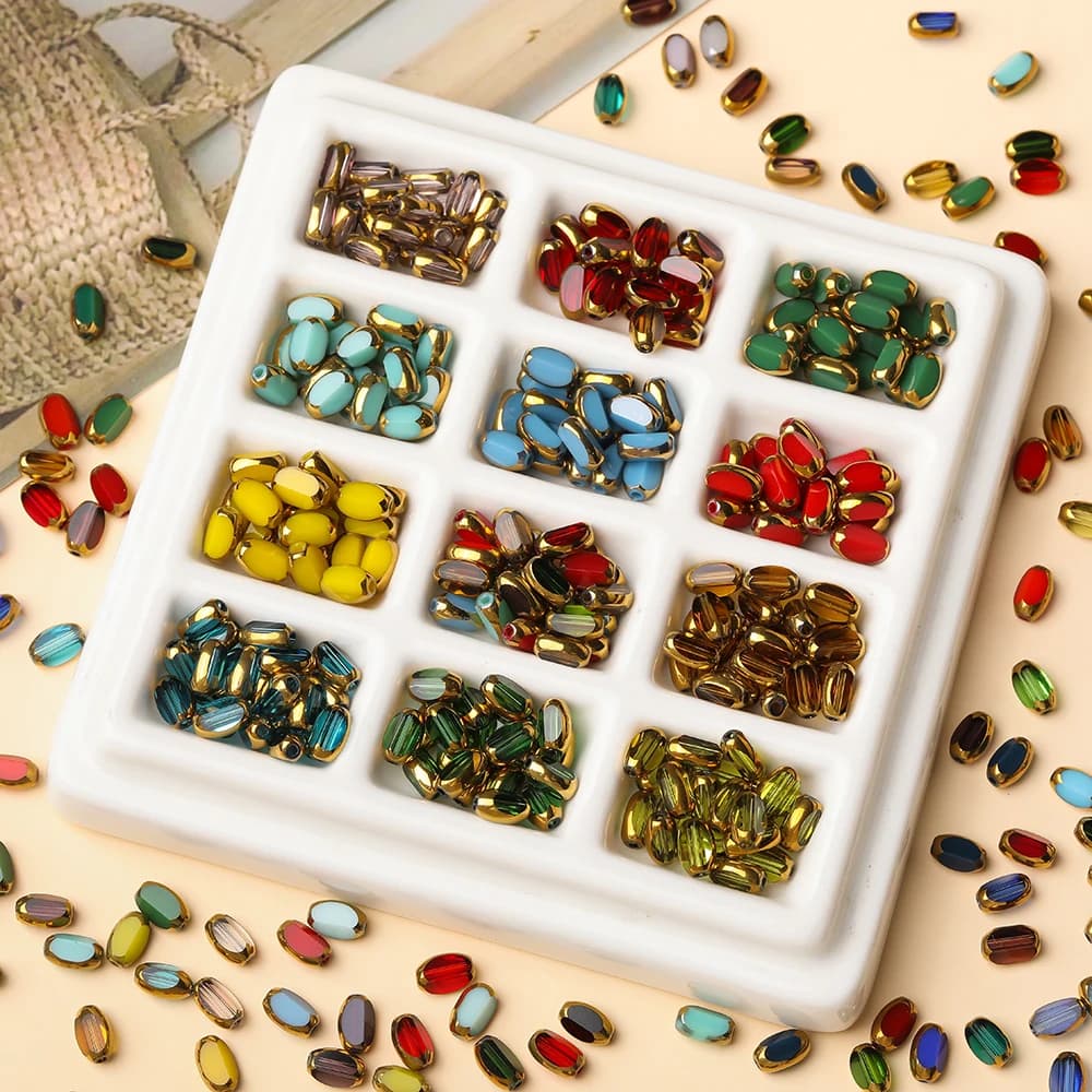 20pcs/Lot Colorful Oval Glass Crystal Beads Phnom Penh Loose Spacer Beads for DIY Bracelet Necklace Jewelry Making Accessories