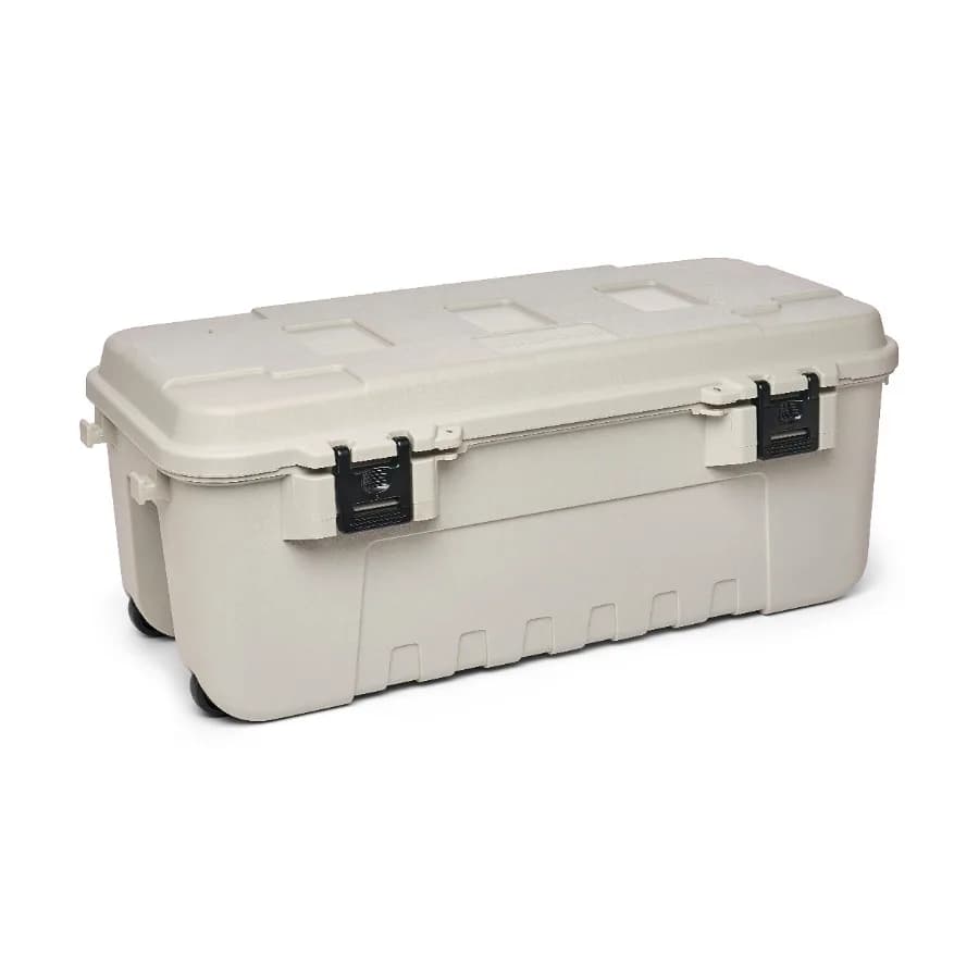 Sportsman's Trunk Storage Box, Smoke Gray, 27-Gallon Lockable Heavy-Duty Outdoor Garage Organizer with Reinforced Handles and W