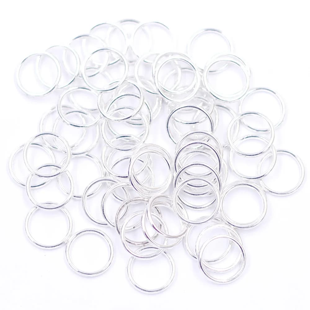 Anelli di salto chiusi saldati rotondi da 1500 pezzi Cerchio placcato argento Risultati dei gioielli fai da te 14x2mm