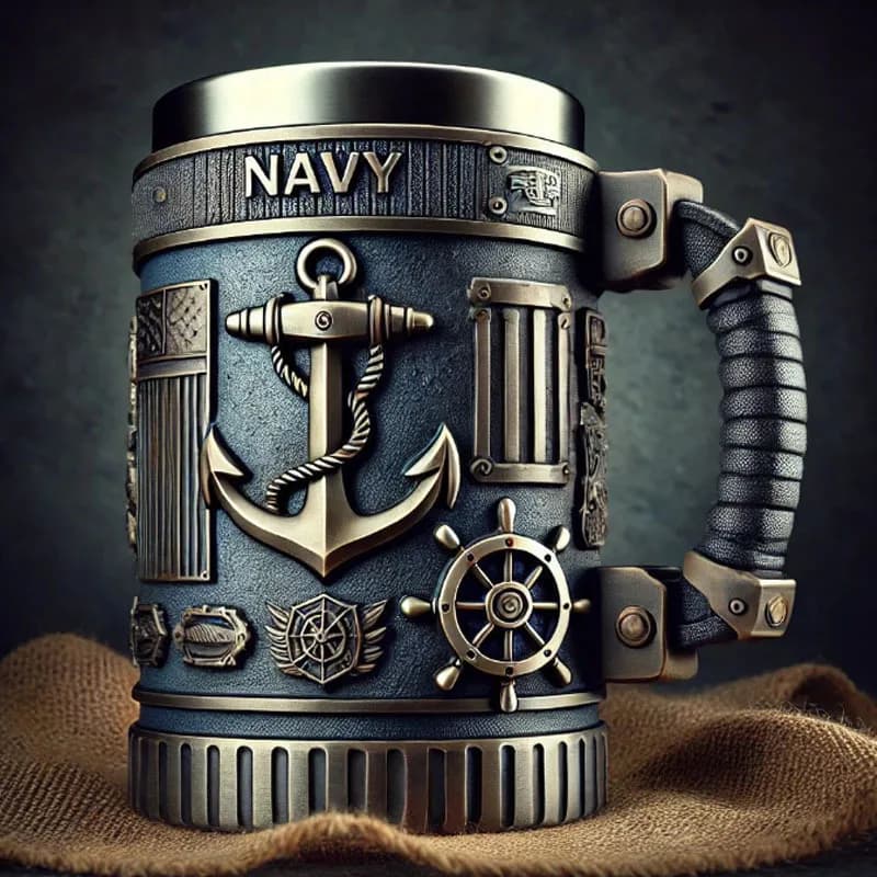 Military Theme 3D Resin Coffee Cup, Customizable Camping Cup, Handmade Water Bottle For Home Bar