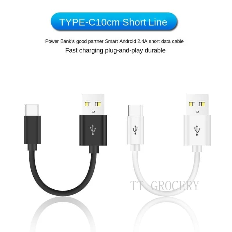 Cavo corto USB tipo C da 10 cm per Samsung Galaxy S9 Nota 8 9 USB 3.0 Tipo-C USB C 2A Cavo dati di ricarica rapida Huawei P10 P40 Pro