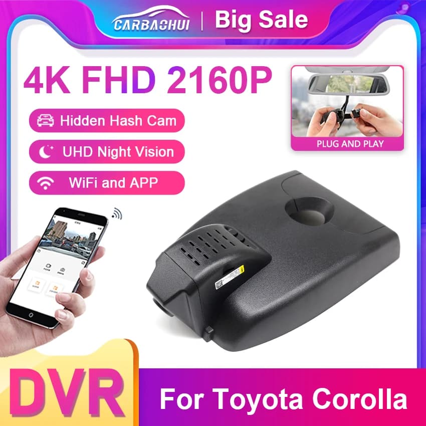 Per Toyota Corolla E210 12th Gen (Hatch & Sedan) Altis 2020 2021 2022 Plug and play Car DVR Dash Cam Registratore di guida UHD 2160P