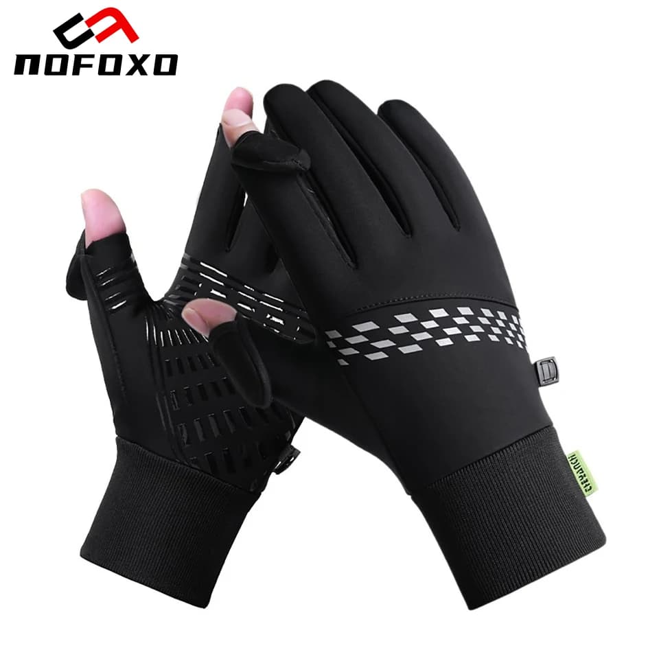 NOFOXO Guanti a dita intere Guanti invernali caldi touchscreen a due dita Guanti impermeabili antivento antiscivolo Corsa Ciclismo Sci