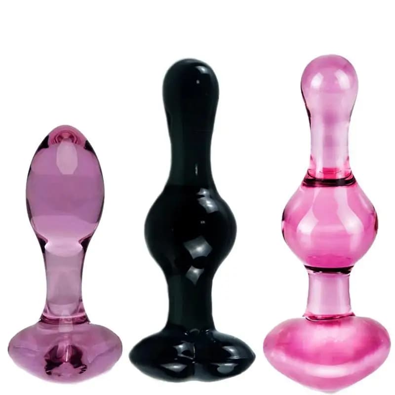 Plug anale in vetro, giocattoli sessuali per donne, stimolatore anale a forma di cuore, plug anale in cristallo, per donne e uomini, massaggio prostatico, plug anale a sfera per vagina e ano.