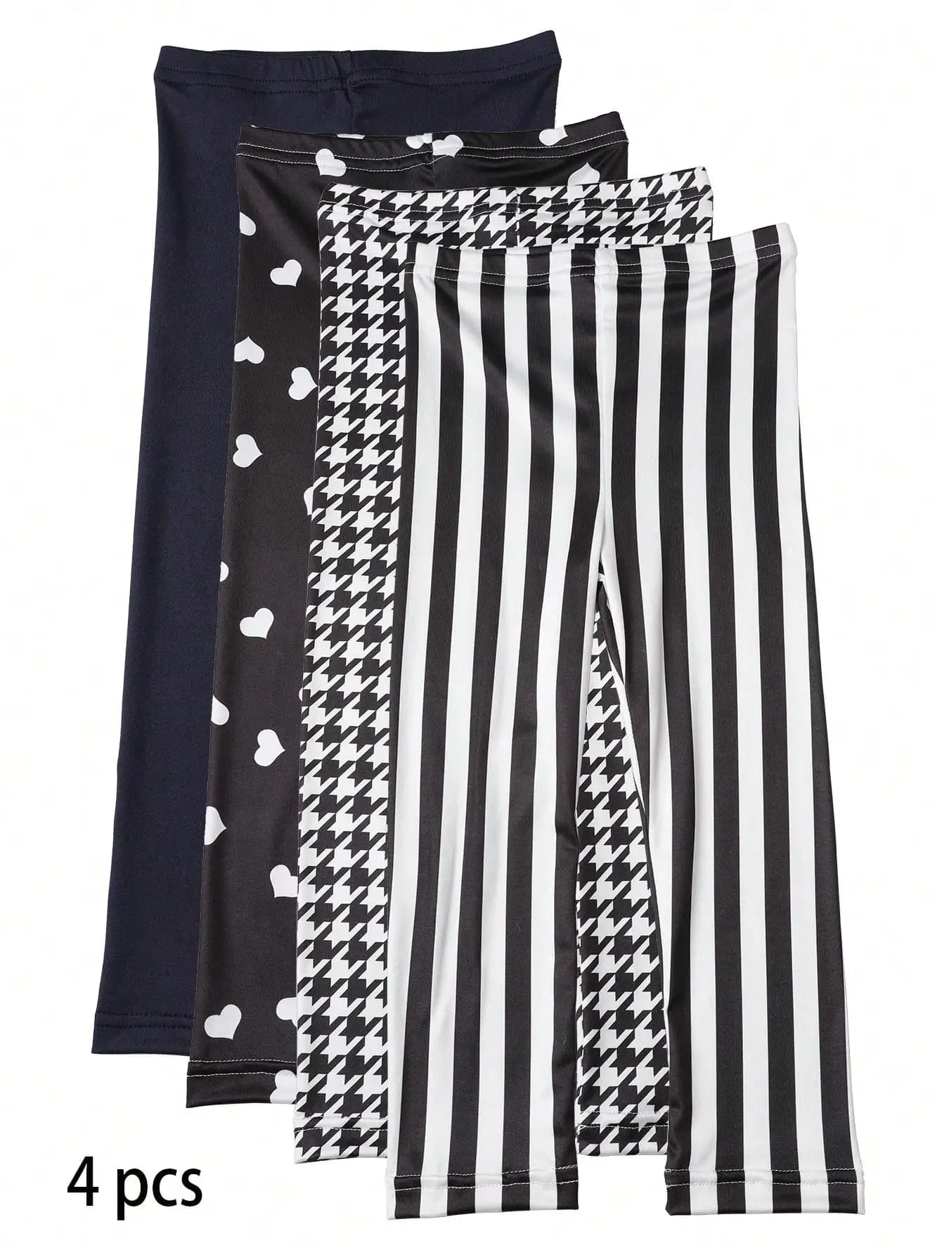 4 leggings in seta di latte per bambini da 2 a 11 anni, pantaloni traspiranti elastici con stampa sottile e fresca per ragazze e ragazzi, per tutti i giorni e per il gioco estivo