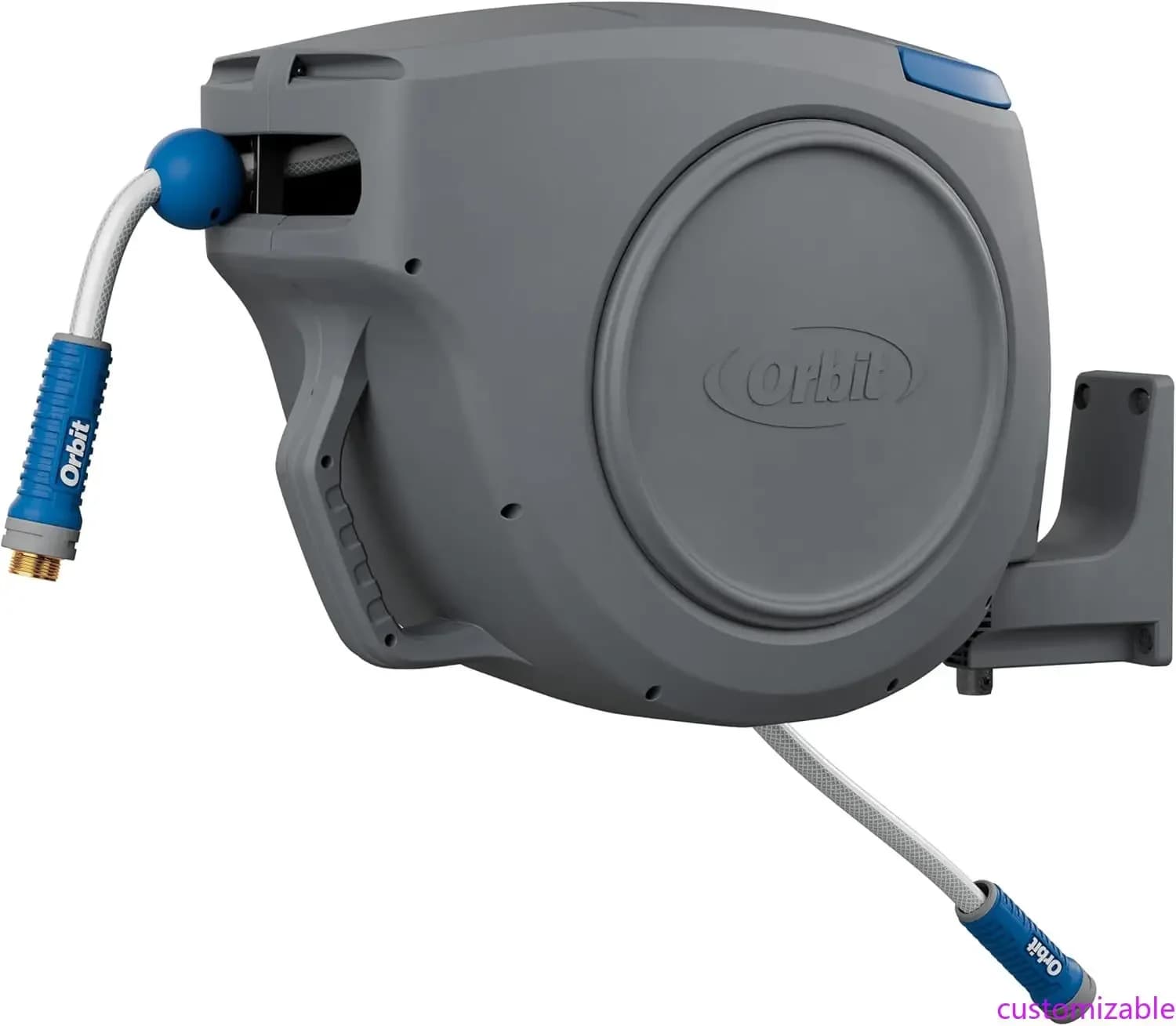 30 Meters Automatic Retractable Garden Wrap (5/8 Inches) for Free Uses with 180 Degree Swivel Support and 500 PSI Strap Resistance