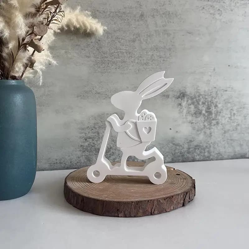 Silicone Crafting Mold Spring Art Projec Reusable Bunny Sculpture Silicone Mold For Easter For Concrete Clay Epoxy Resin Adults