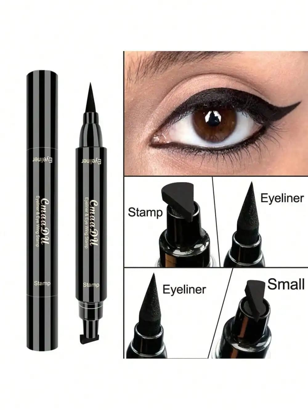 1PCS Wing Stamp Eyeliner Pen - Eyeliner liquido impermeabile, a prova di sbavature, ad asciugatura rapida con timbro triangolare, strumento per il trucco effetto occhi di gatto