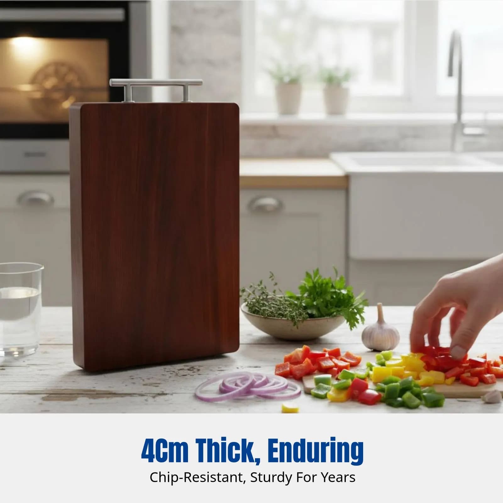 Rectangular cutter in Durum Wood, Antibacterial cutter in Black Ironwood, Kitchen cutter Thickness resistant to Mushrooms