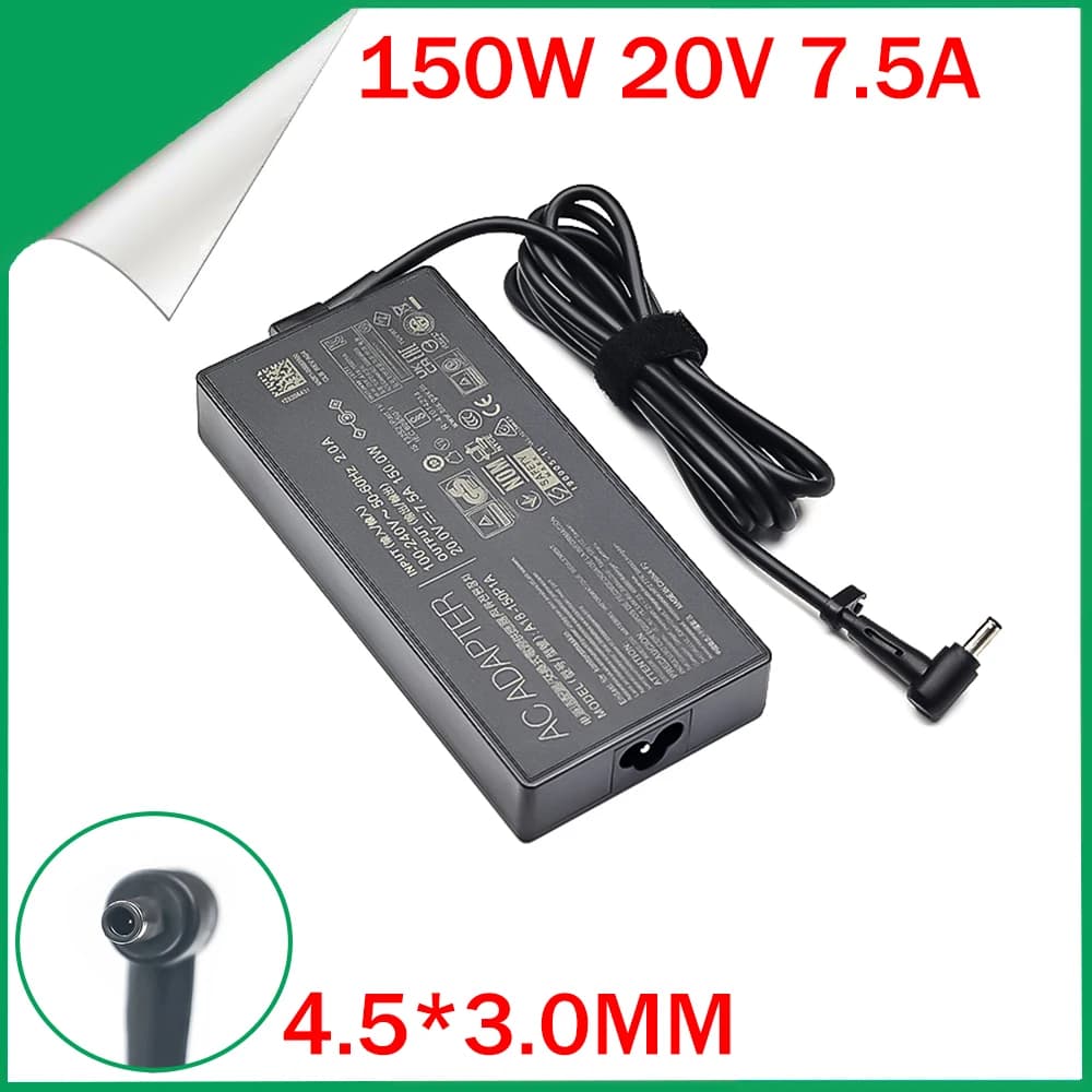 A18-150P1A ADP200075M Caricatore per laptop 20V 7.5A 150W 4.5x3.0mm Adattatore CA PowerPer Asus X571 X751G X571LI X571LH VX60G T9750 UX535