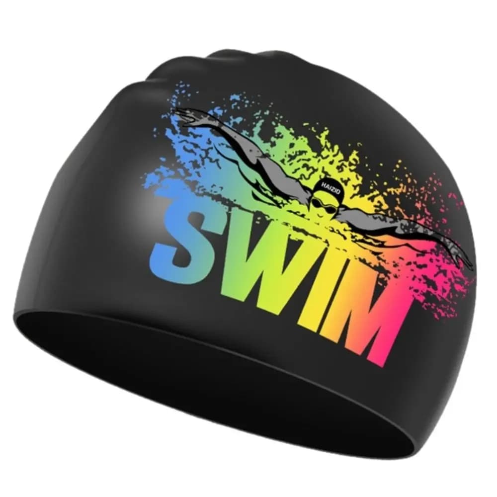 Personality Ears Protect Long Hair Bathing Caps Elastic Elastic Diving Hat Silicone Swimming Hat Swimming Caps Letter Swim Cap