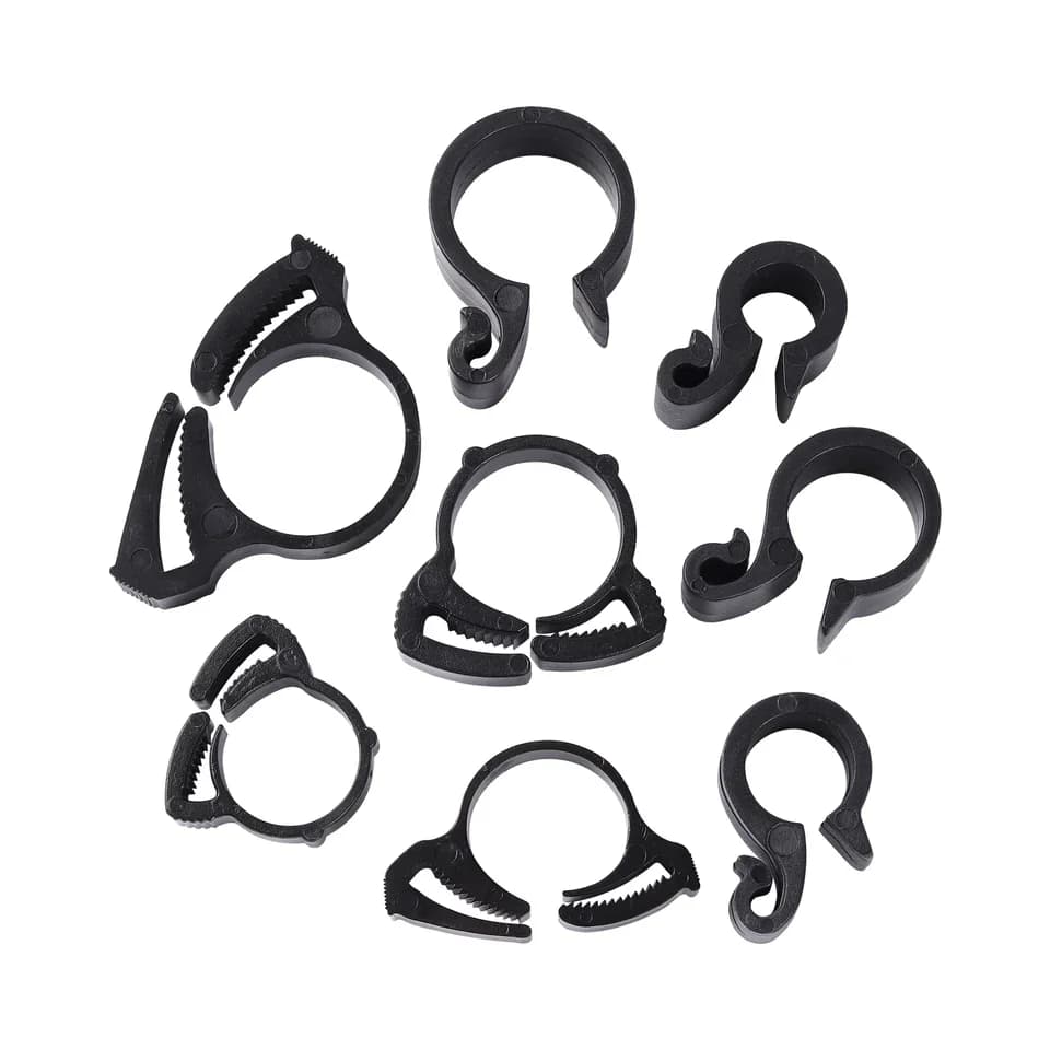 5 pieces plastic pipe securing clips for irrigation lines DN16 to DN25 compatible with garden hose systems DIN standard PP mater
