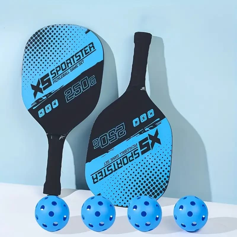Set of pickleball racks (2 racks + 4 balls + 1 bag for cosmetics) High quality poplar base set pickleball racket set outdoor sports Special training rack for beginners Beach sports equipment