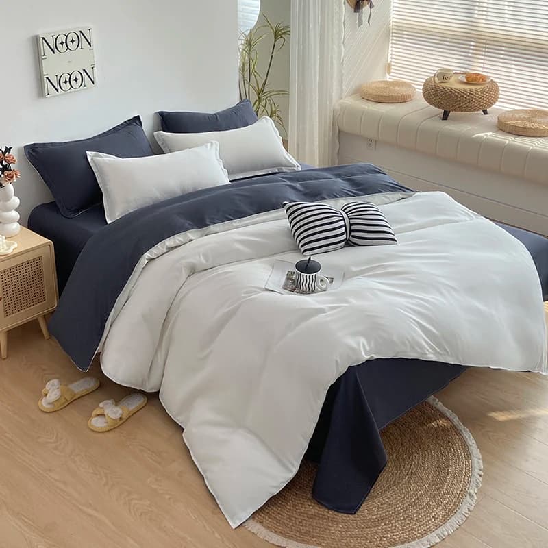Set of Bed Linen in Solid Color 150/180/200x230cm, Cover and Loyalty, Single, Double, Queen, Double, 1 Piece or Set of 3 Pieces