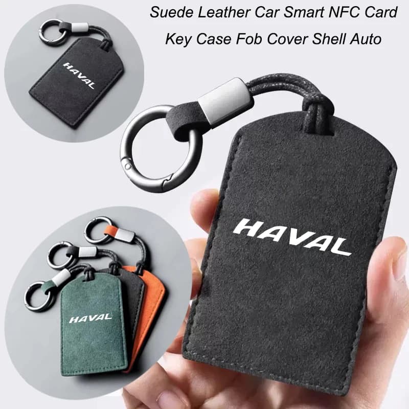 Pelle scamosciata Auto NFC Card Key Cover Fob Custodia protettiva Shell Portachiavi automatico per Haval Jolion H6 F7 H9 H2 F7X F7H H5 H7 H8