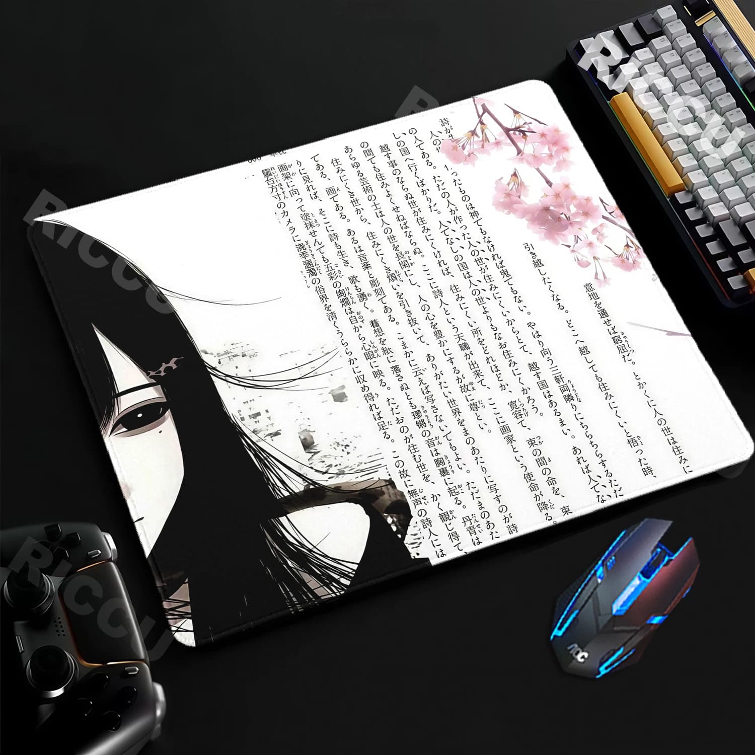 Tappetino per Mouse con Estetica Anime, Piccolo Accessorio da Scrivania per Gaming, Tappetino per Ufficio e Laptop, Tappetini da Tavolo Sakura, Mousepad Esteso per PC