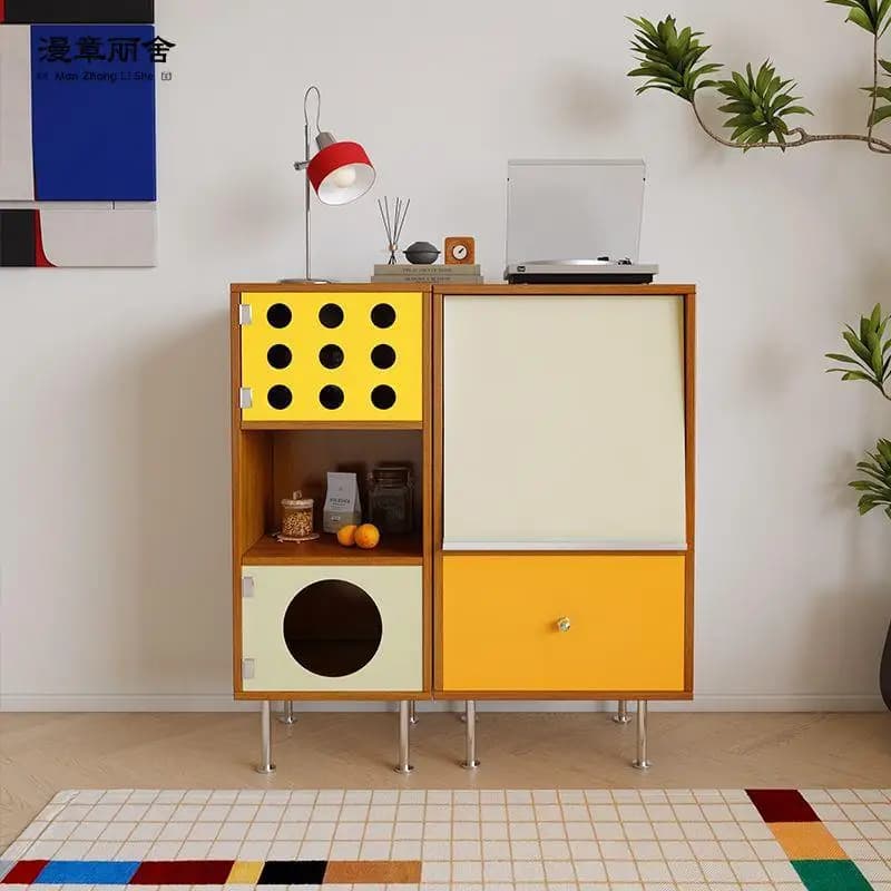 Sideboard, acrylic color-block storage cabinet, chest of drawers, storage cabinet, living room wall-mounted combination cabinet,