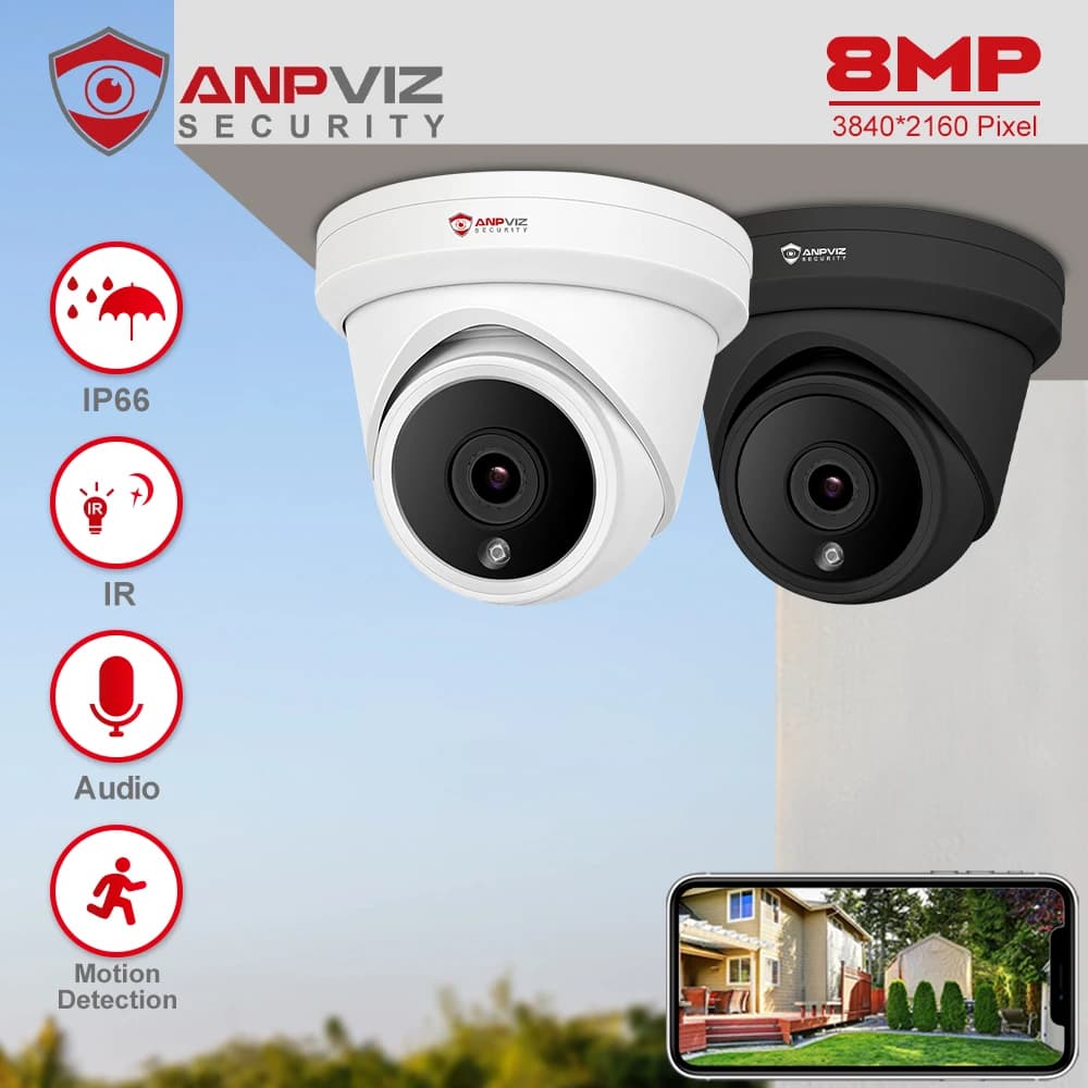 Anpviz 8MP POE IP Camera Outdoor Security 4K videosorveglianza torretta telecamera Motion Detection P2P View Danale APP microfono integrato