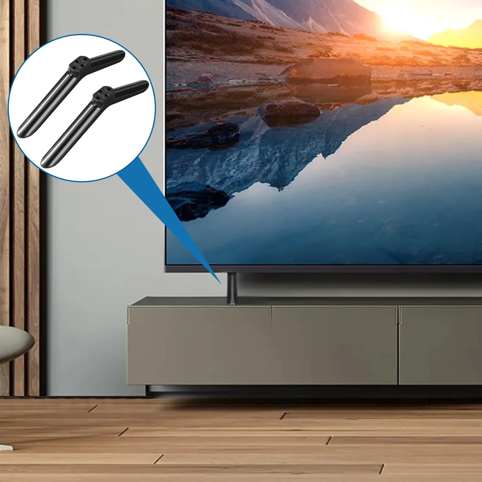 2 Pezzi Gambe per Supporto TV Universali in Plastica Nera, Base di Ricambio per TV a Schermo Piatto da 40 Pollici, Supporto per Monitor, Soggiorno, Camera da Letto