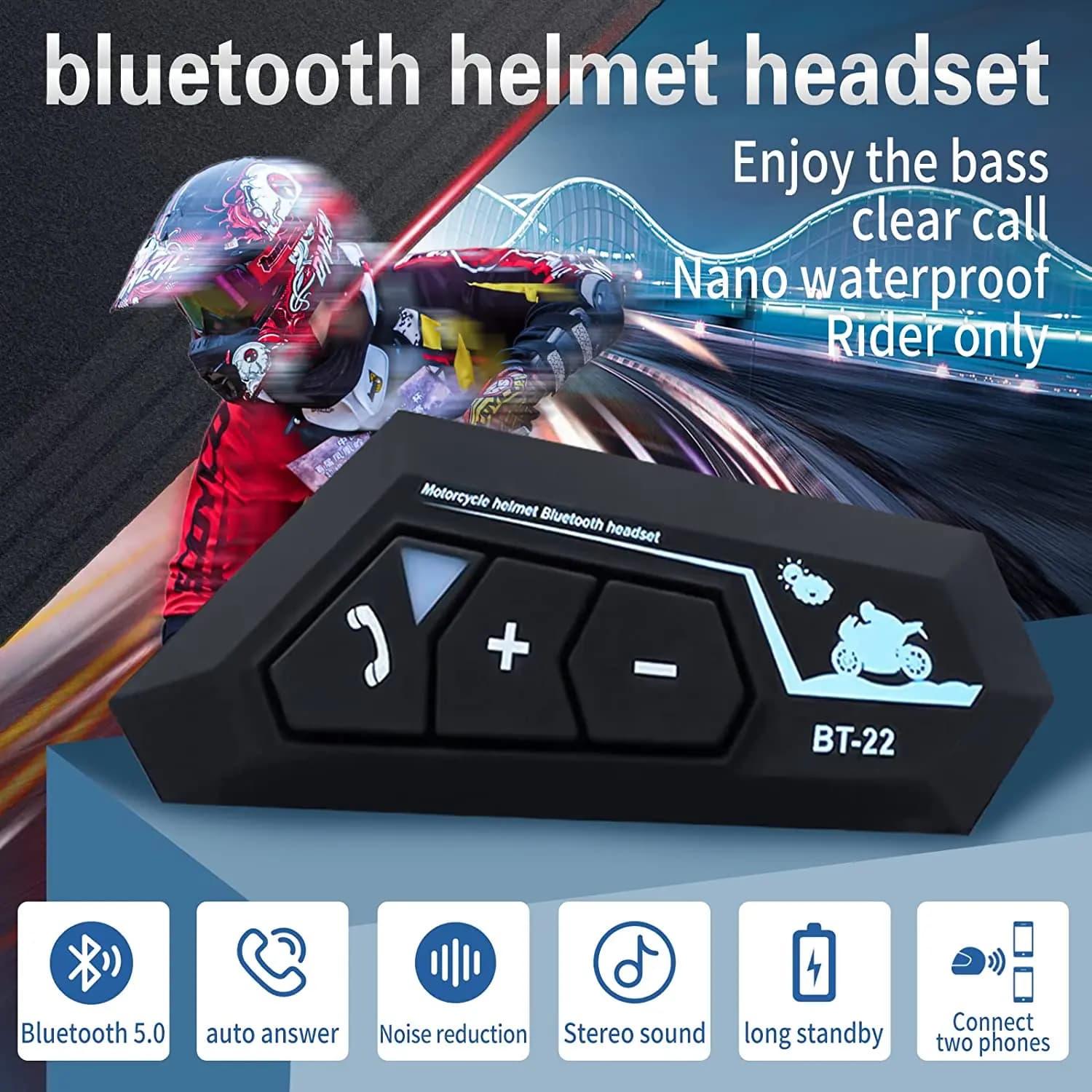 NYF BT12C BT22 Bluetooth Motorcycle Helmet Wireless Headphone Motor Bike Vivavoce Stereo Headphone Speaker with Soft Microphone